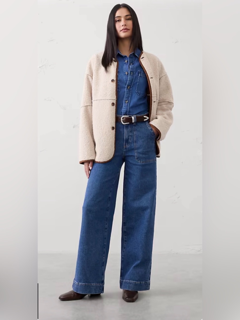 Banana Republic Factory Wide-Leg High-Rise Utility Denim Jeans